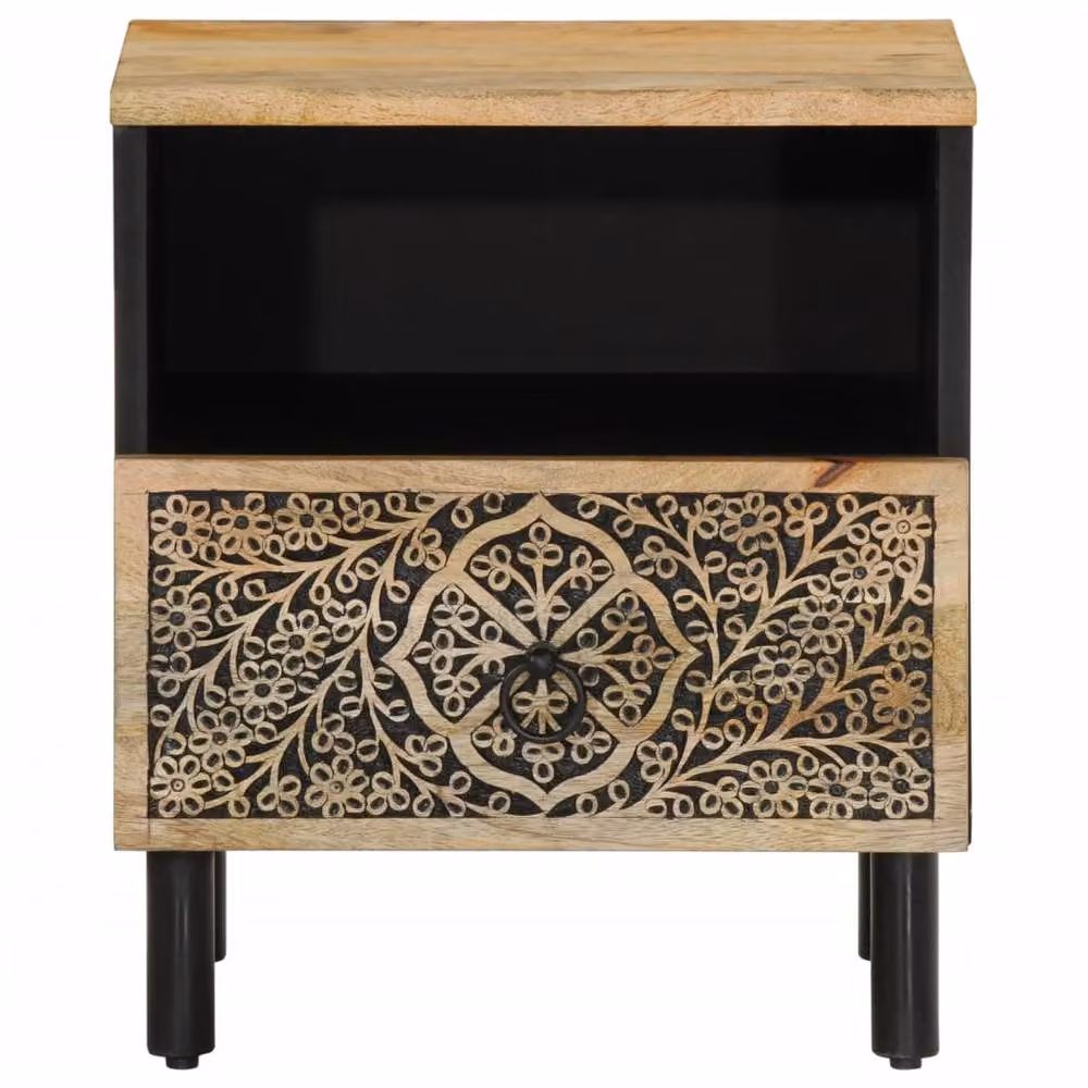 Berkfield Home Bedside Cabinet in Brown Solid Mango Wood, W/D/H: 40 x 33 x 46 cm – 5
