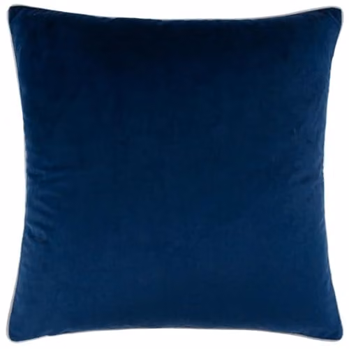 furn Meridian Velvet Square Cushion in Blue and Silver, W/D/H: 45 x 45 x 45 cm