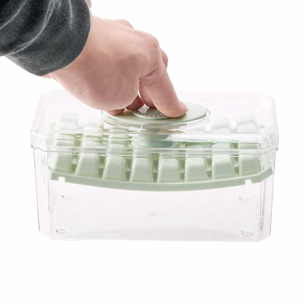 Living and Home 32-Grid Press Type Easy Release Ice Cube Mold and Fridge Storage Organiser, Green – 2