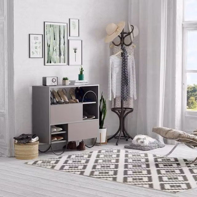 FORGEVIO Modern Shoe Storage Cabinet Sideboard in Anthracite and Grey – 1