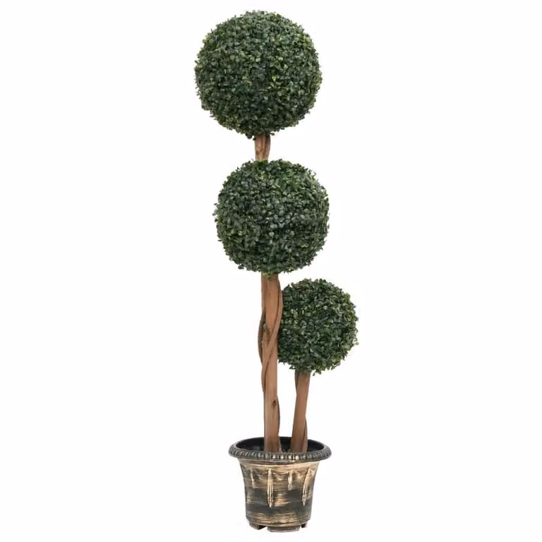 Berkfield Home Lush Artificial Ball Shaped Boxwood Plant in Green with Pot, Height: 119 cm
