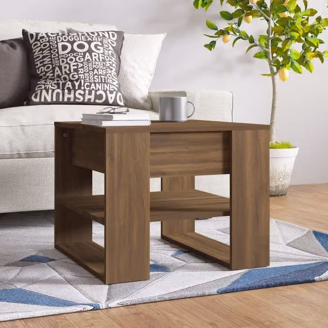 Berkfield Home Brown Oak Coffee Table, W/D/H: 55.5 x 55.5 x 45 cm