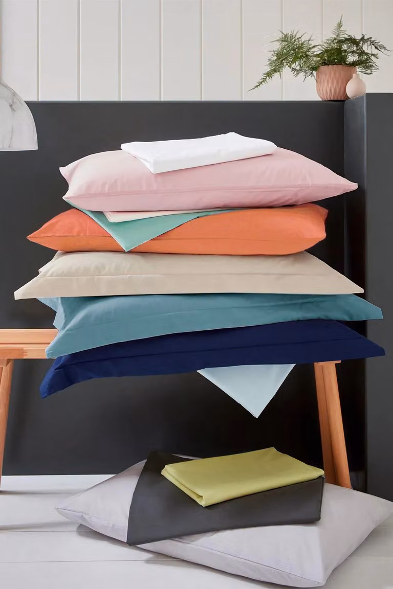 Bedeck Helena Springfield Plain Dye Polycotton Percale Flat Sheet in Silver, W: 310 cm, D: 270 cm