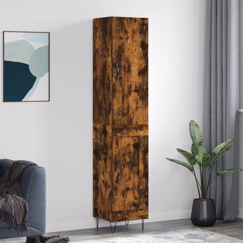Berkfield Home Highboard in Smoked Oak Brown, W/D/H: 34.5 x 34.0 x 180.0 cm – 2