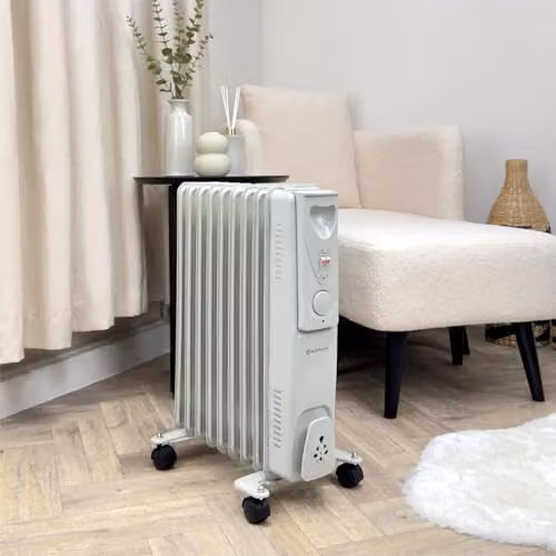 Rediffusion 2000W Oil Filled Radiator in White, W/D/H: 40 x 24 x 55 cm – 3