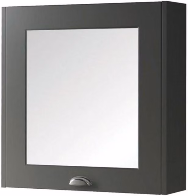 Clifton Matt Grey Bathroom Mirror Cabinet with Soft Close Hinged Doors, Width: 60 cm