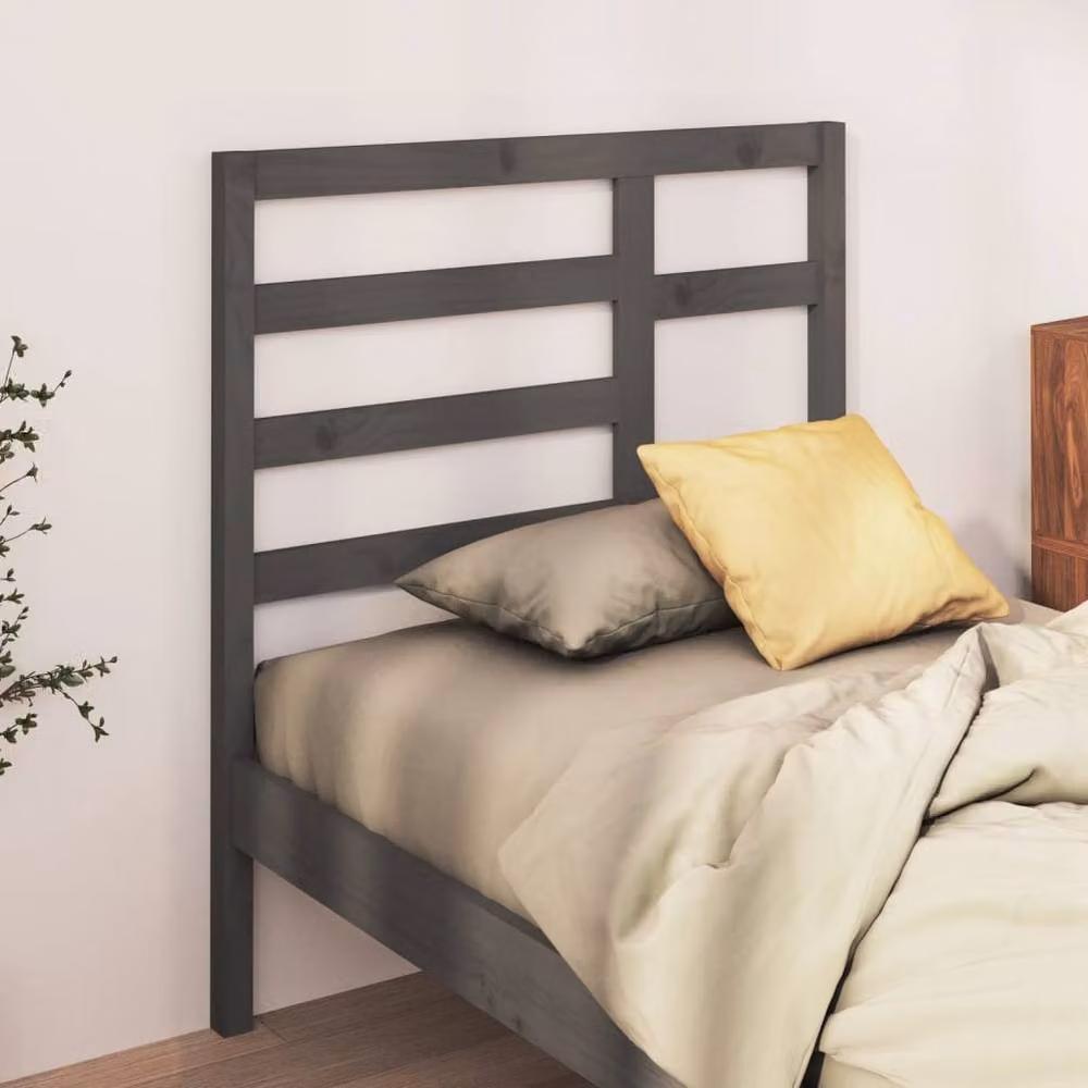 Berkfield Home Grey Rustic Solid Pine Wood Bed Headboard W/D/H: 81 x 4 x 104 cm – 2