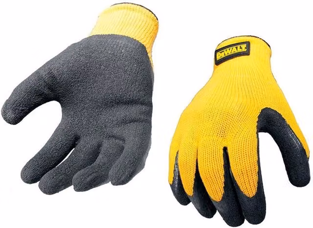 DeWalt Yellow and Multicolour Knit Back Latex Gloves, Size Large