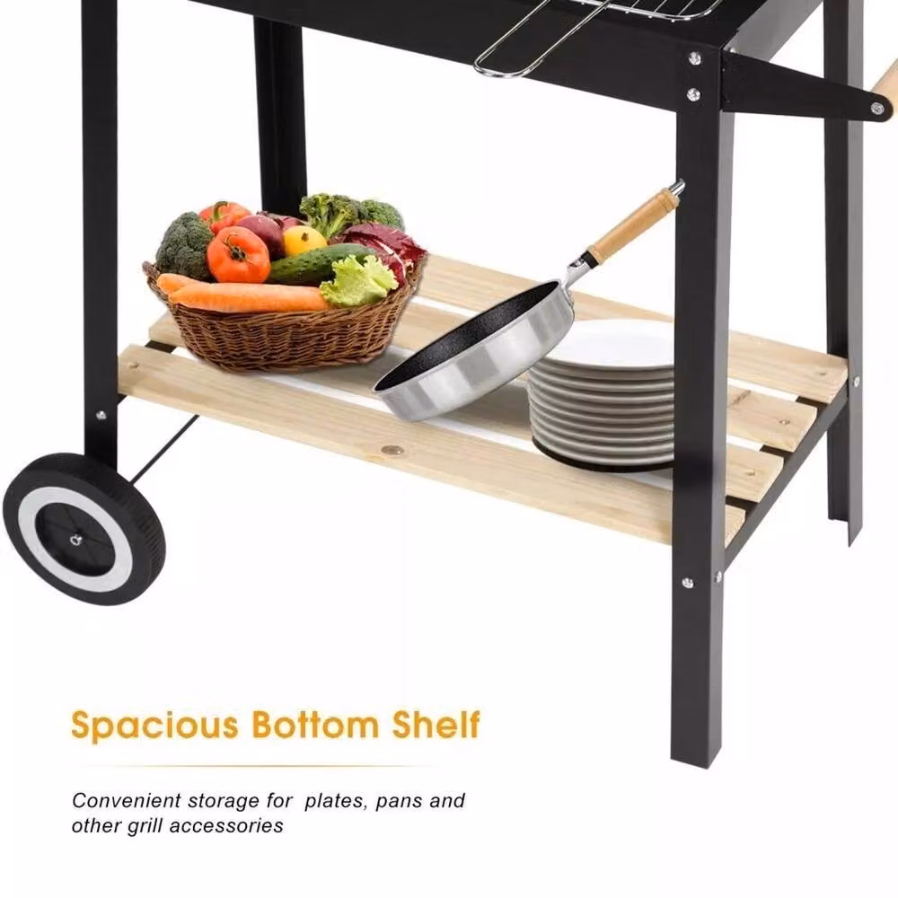 NESTLUNE Charcoal BBQ Grill in Black with Chrome Plated Iron and Wheels, W/D/H: 100 x 15 x 15 cm – 3