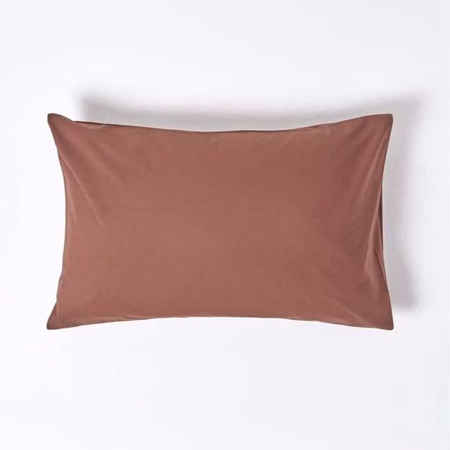 Homescapes 200 Thread Count Egyptian Cotton Percale Housewife Pillowcase, Brown, W: 74 cm, D: 48 cm