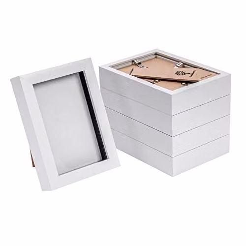 Nicola Spring Rectangular 3D Shadow Box Photo Frames, Pack of 5, White or Black, W/D/H: 17.5 x 12.5 x 3.5 cm – 1