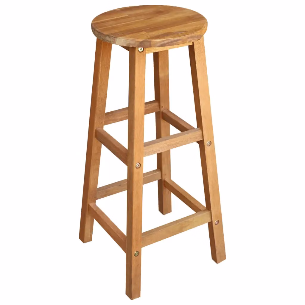 Berkfield Home Set of 2 Solid Acacia Wood Bar Chairs in Brown – 2
