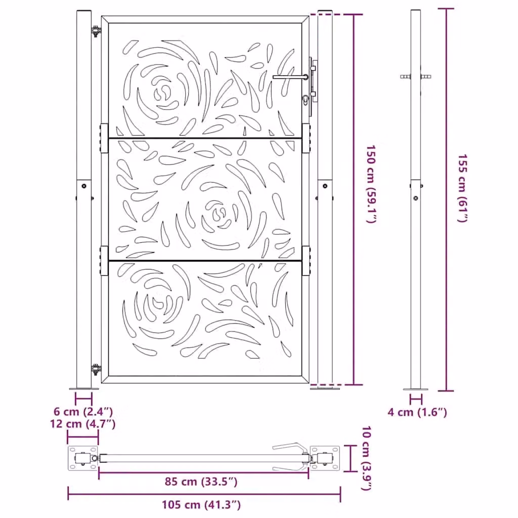 Berkfield Home Black Steel Garden Gate – 5