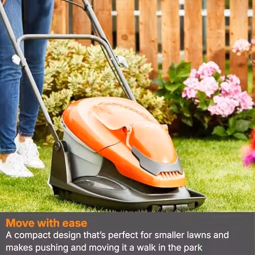 Flymo EasiGlide 300 Hover Collect Corded Electric Lawnmower in Orange and Grey with Fixed Blade and Collection Bag – 2