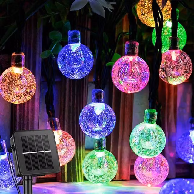 VOGREX Retro Multicolor LED Solar Ball Lights with 30 LEDs and Dusk Sensor – 1