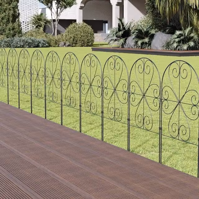 EONLION 10-Piece Black Powder-Coated Metal Decorative Garden Fencing, Height: 100 cm – 1