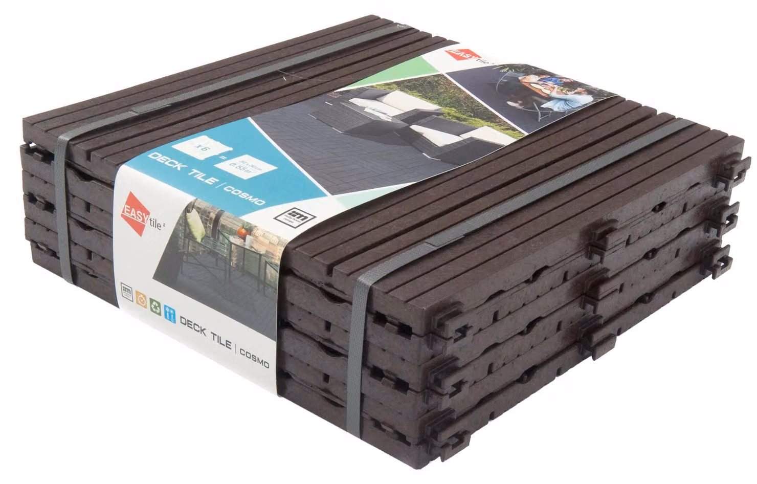 Nicoman Pack of 10 Cosmo Brown Interlocking Garden Patio Decking Tiles – 2
