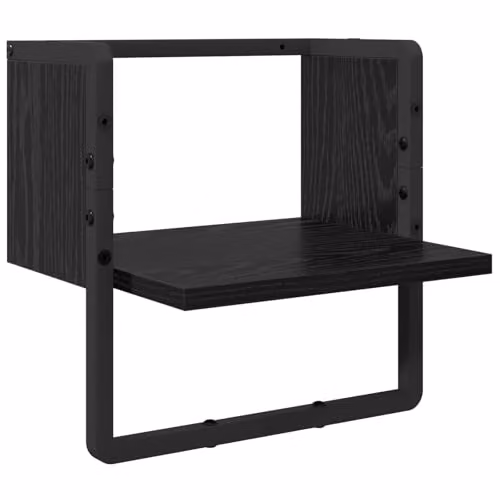 vidaXL Set of 6 Wall-Mounted Shelves in Black Oak, W/D/H: 100 x 25 x 30 cm – 6
