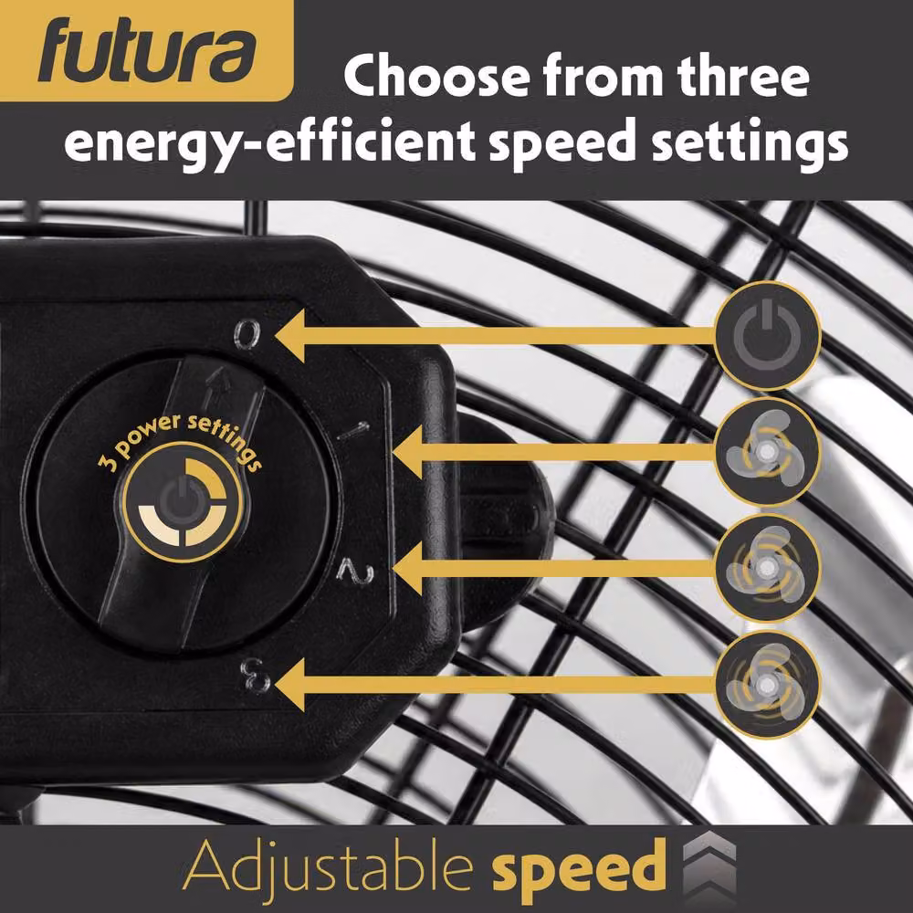 Futura 32 Inch Black Metal Floor Fan with 200W Motor – 4