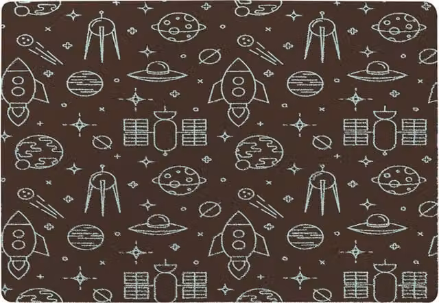 Benjamin Tate Design LTD Planets And Stars Designer Rug in Brown, Rectangular, 150 cm