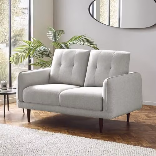 Julian Bowen Remy 2 Seater Mid-Century Fabric Sofa in Grey