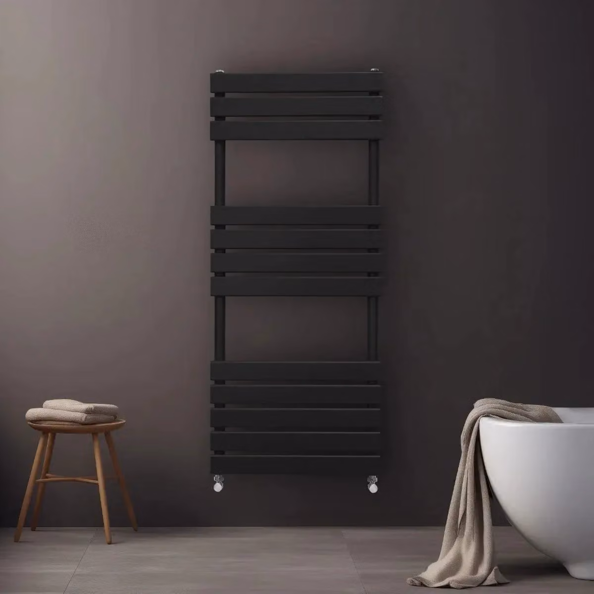 Monstershop Flat Panel Steel Towel Radiator in Black, H 120 cm x W 45 cm – 7