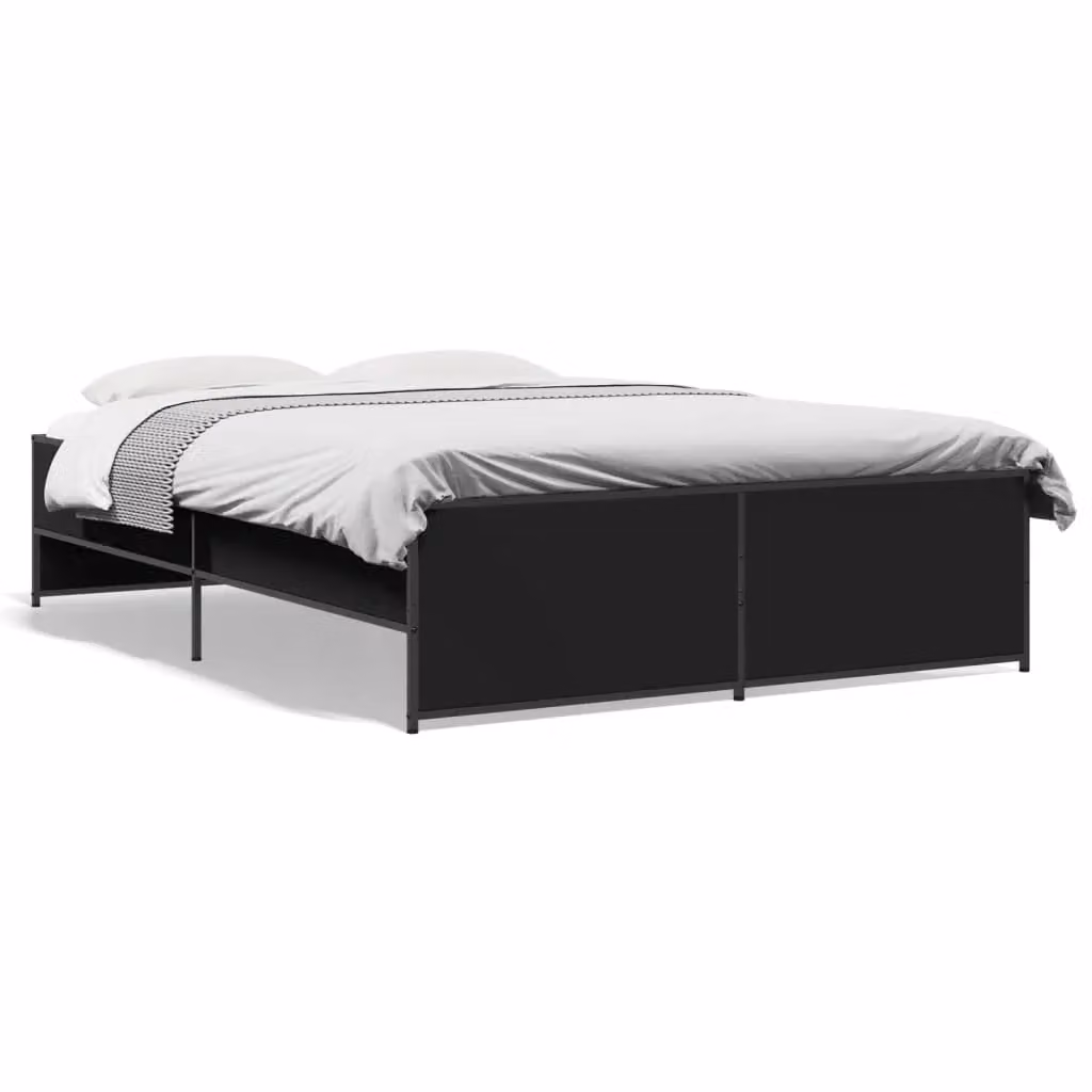Berkfield Home Black Double Bed Frame without Mattress W: 135 cm, D: 190 cm – 2