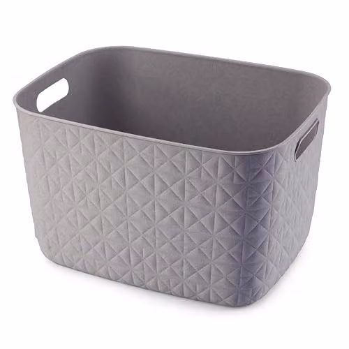 Rajani Large 19L Plastic Storage Basket in Taupe and Grey for Home or Office Use
