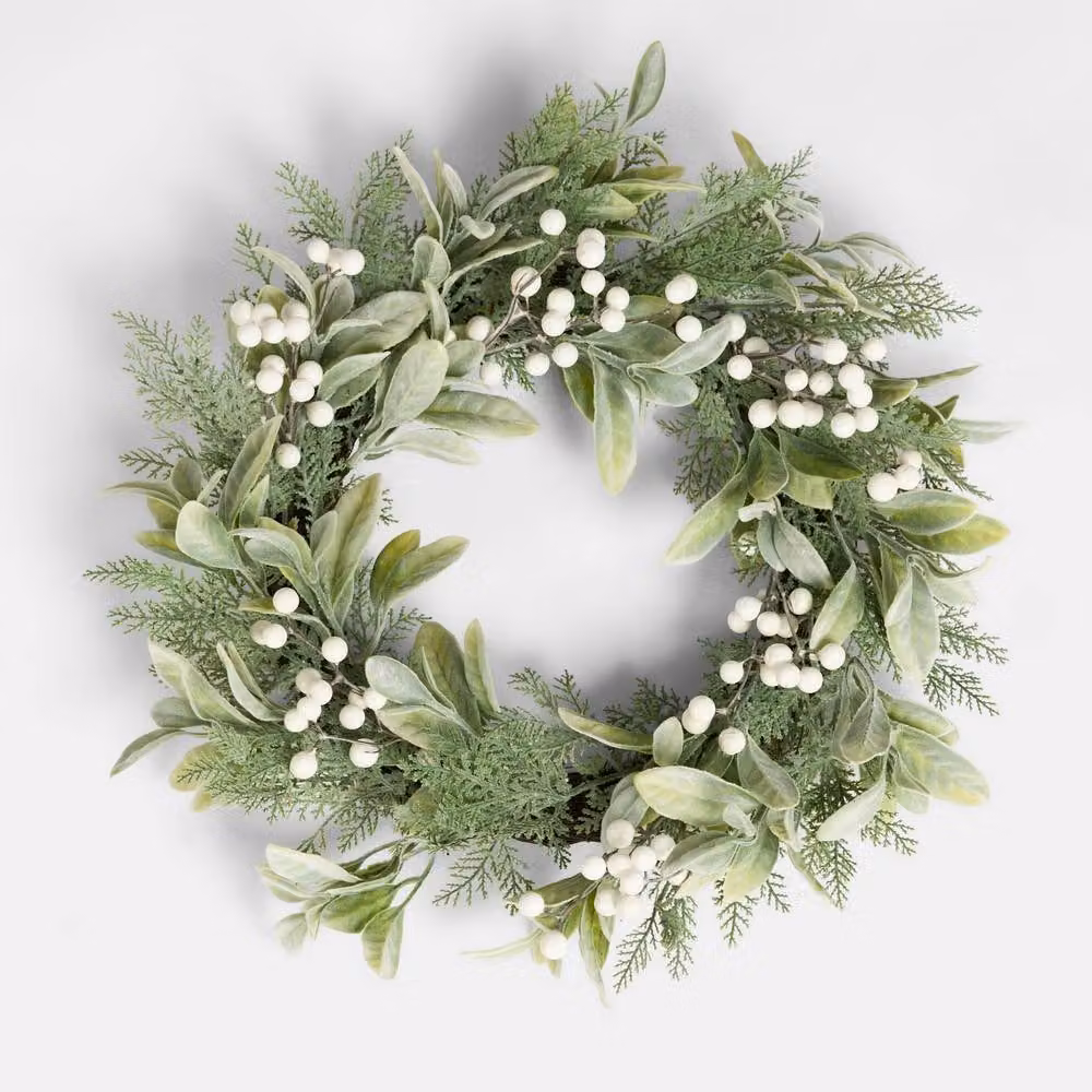 OHS White and Multicolour Floral Artificial Wreath with Flowers and Leaves, Diameter: 40.64 cm – 4
