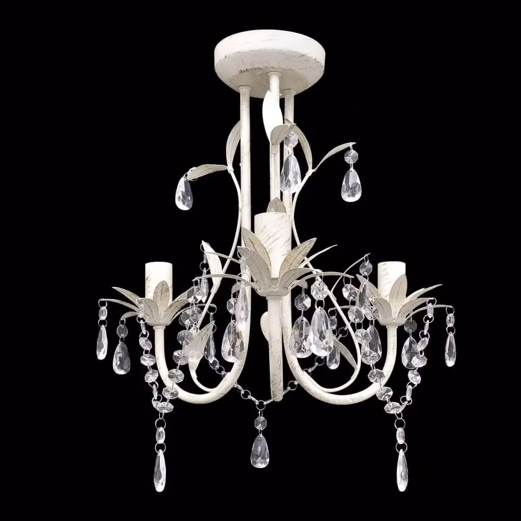 Berkfield Home Crystal Pendant Ceiling Lamp Set of 4 in White and Transparent – 2