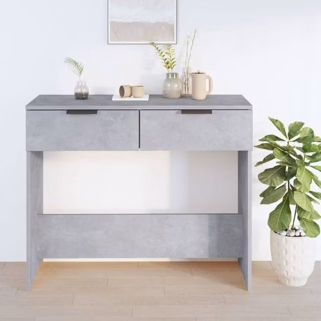 Berkfield Home Decorative Console Table in Concrete Grey, W/D/H: 90 x 36 x 75 cm