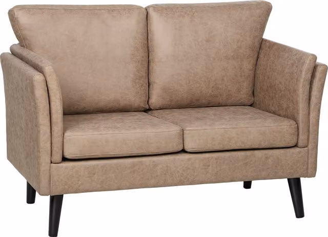 HOMCOM Two-Seater Leathaire Sofa in Brown with Synthetic Leather and Foam Upholstery – 1
