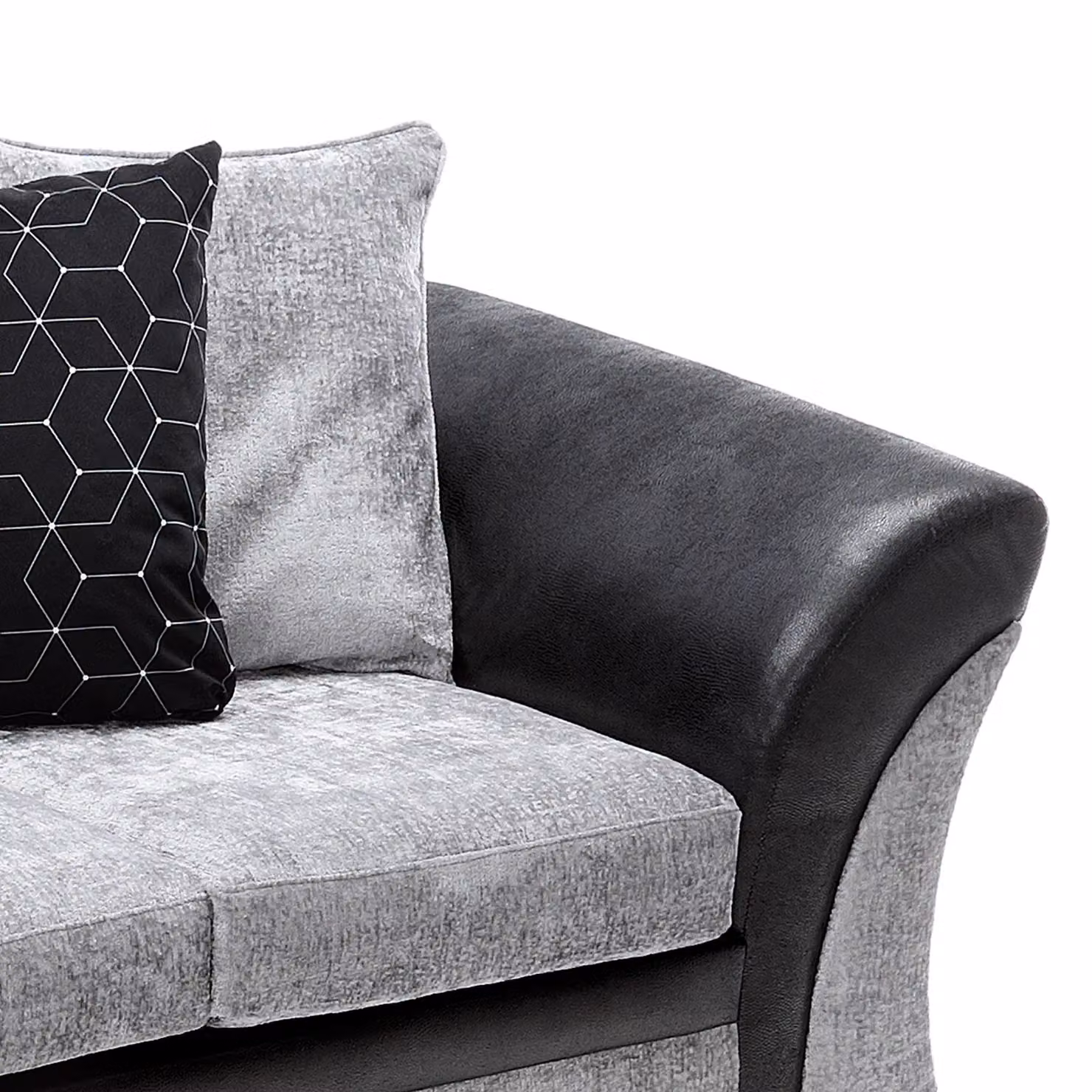 Abakus Direct Farrow Left-Facing L-Shape Corner Sofa in Black and Grey Crushed Chenille Fabric – 3