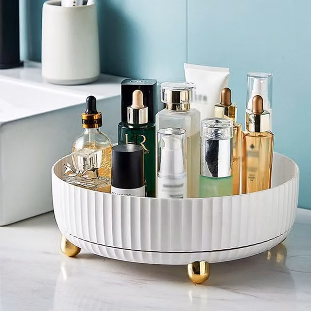 Livingandhome Rotating Makeup and Perfume Organiser Turntable in White