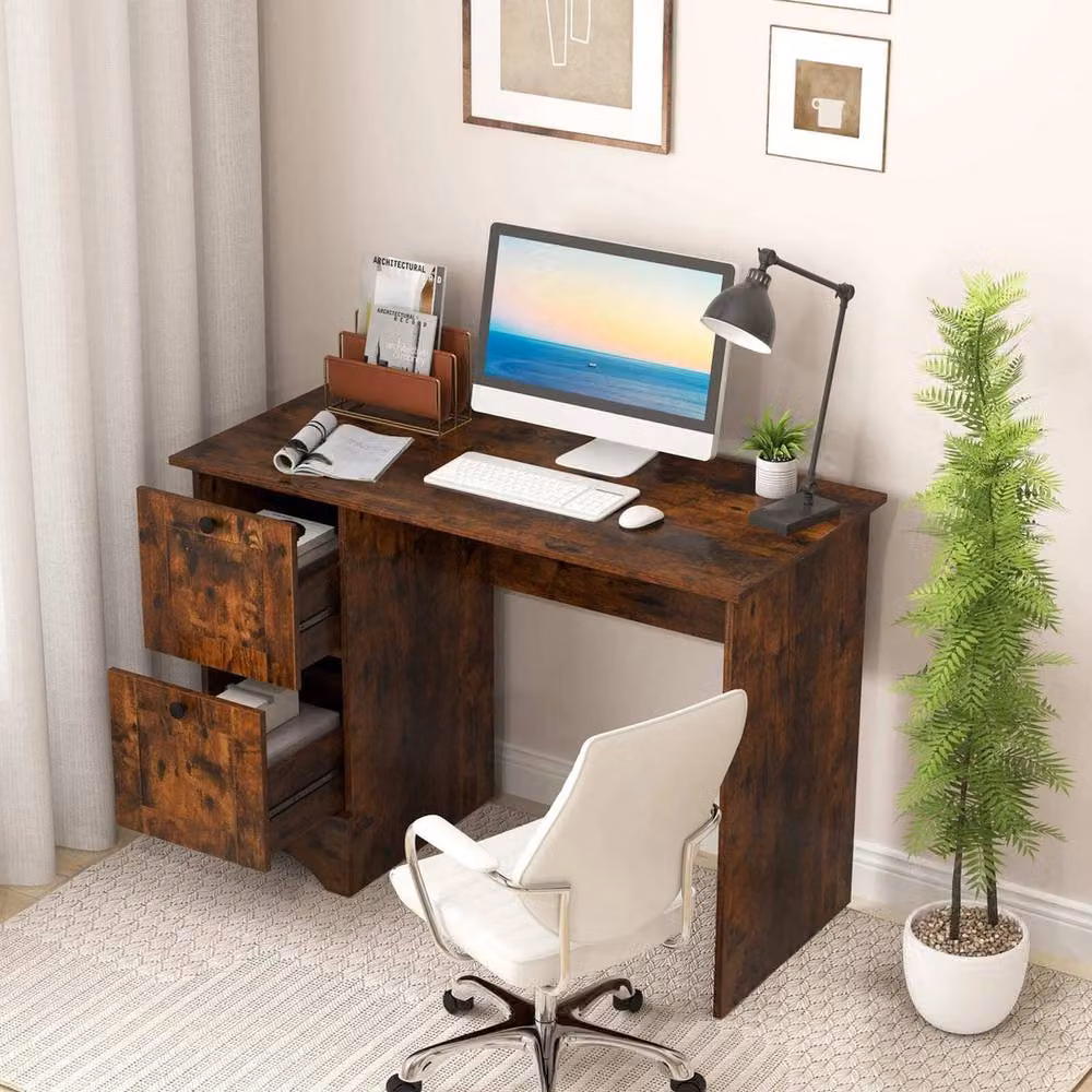 VOGREX Brown Compact Wood Writing Desk for Home Office – 2