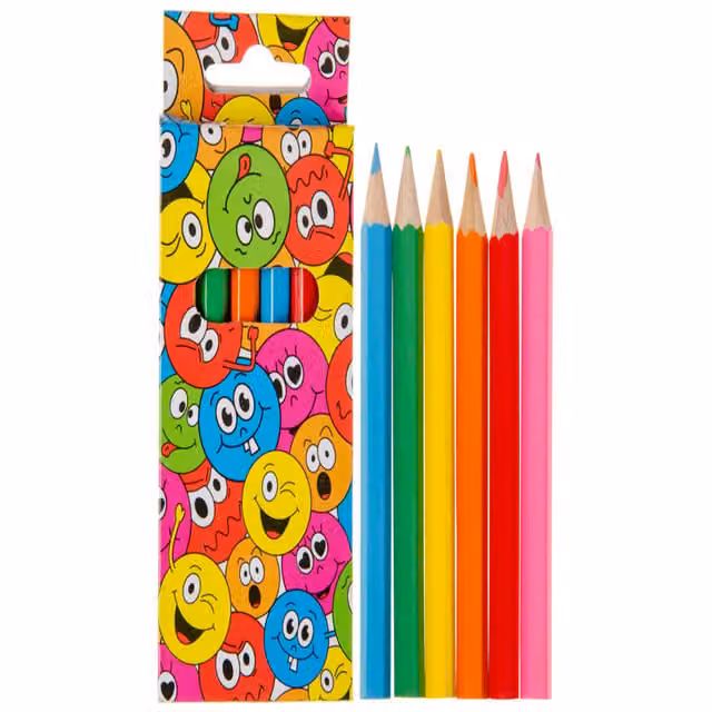 LG-Imports 12 Pack of Emotion Face Multicolour and White Pigment Wood Coloured Pencils, 9 cm