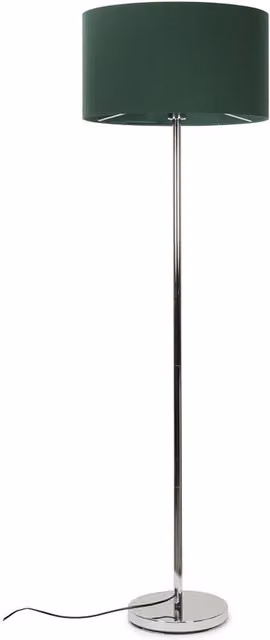 ValueLights Charlie Silver Floor Lamp with Green Fabric Cylinder Shade