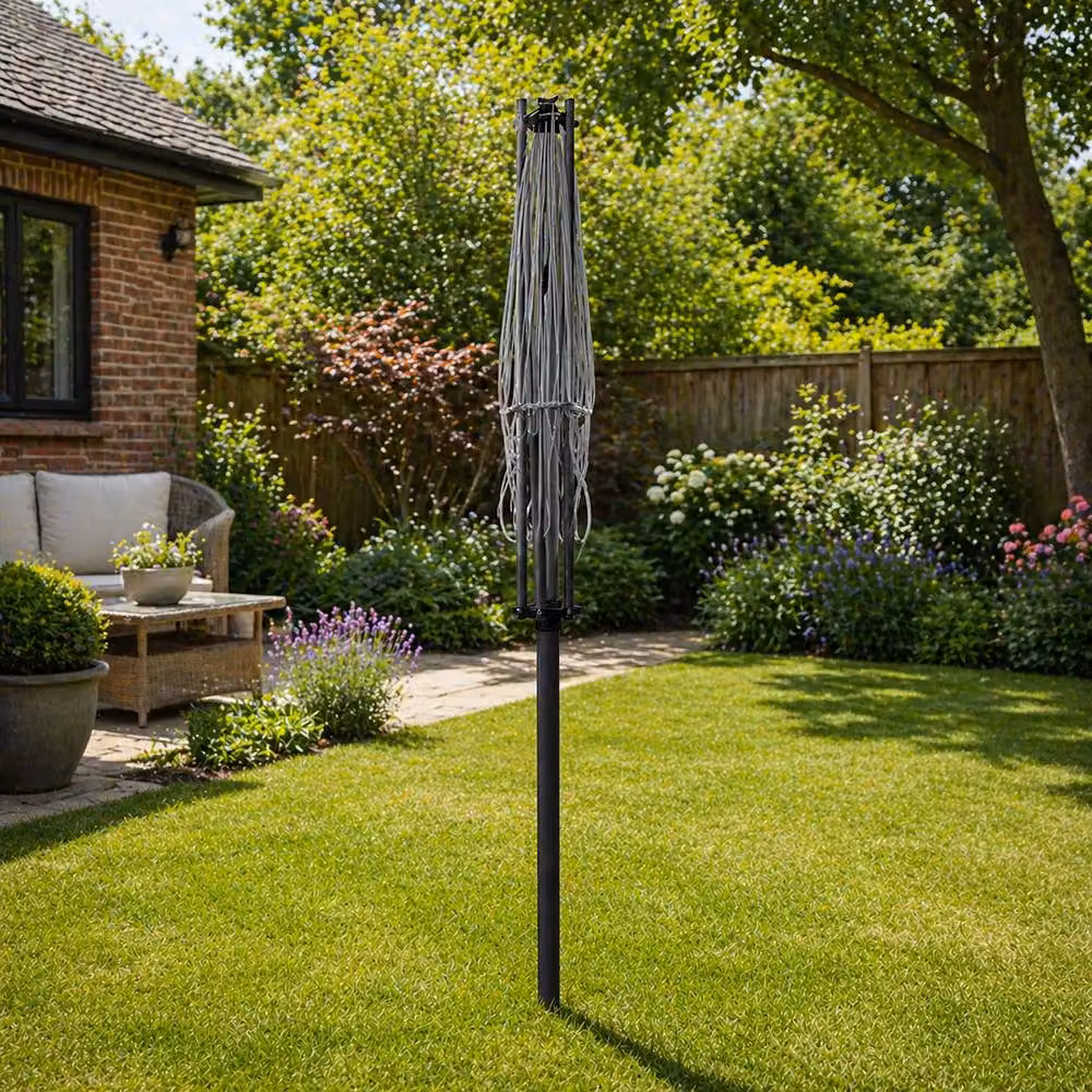 Marco Paul 50m Aluminium Rotary Washing Line with Ground Spike and Waterproof Cover in Grey – 3
