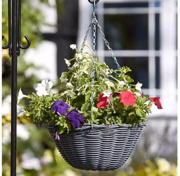 Marco Paul Grey Slate Rattan Hanging Basket Planter – 1