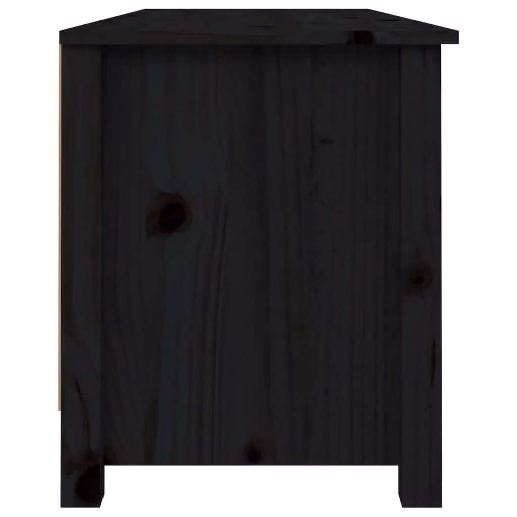 Berkfield Home Black Solid Wood Pine Shoe Bench W/D/H: 110 x 38 x 45.5 cm – 3