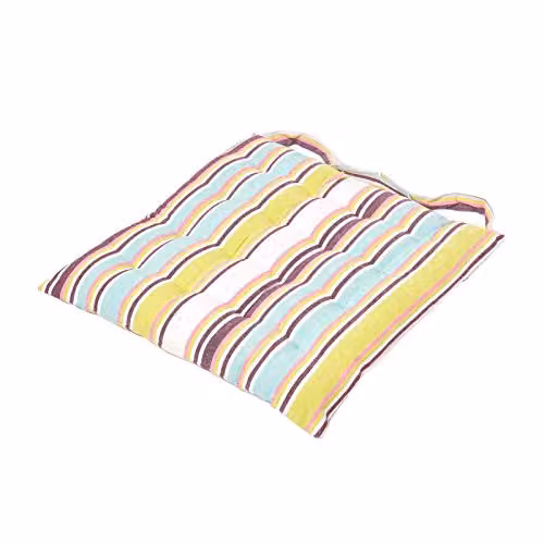 HOMESCAPES Osaka Green and Purple Stripe Cotton Seat Pad Cushion for Dining Chairs W/D/H: 40 x 40 x 6.5 cm – 1