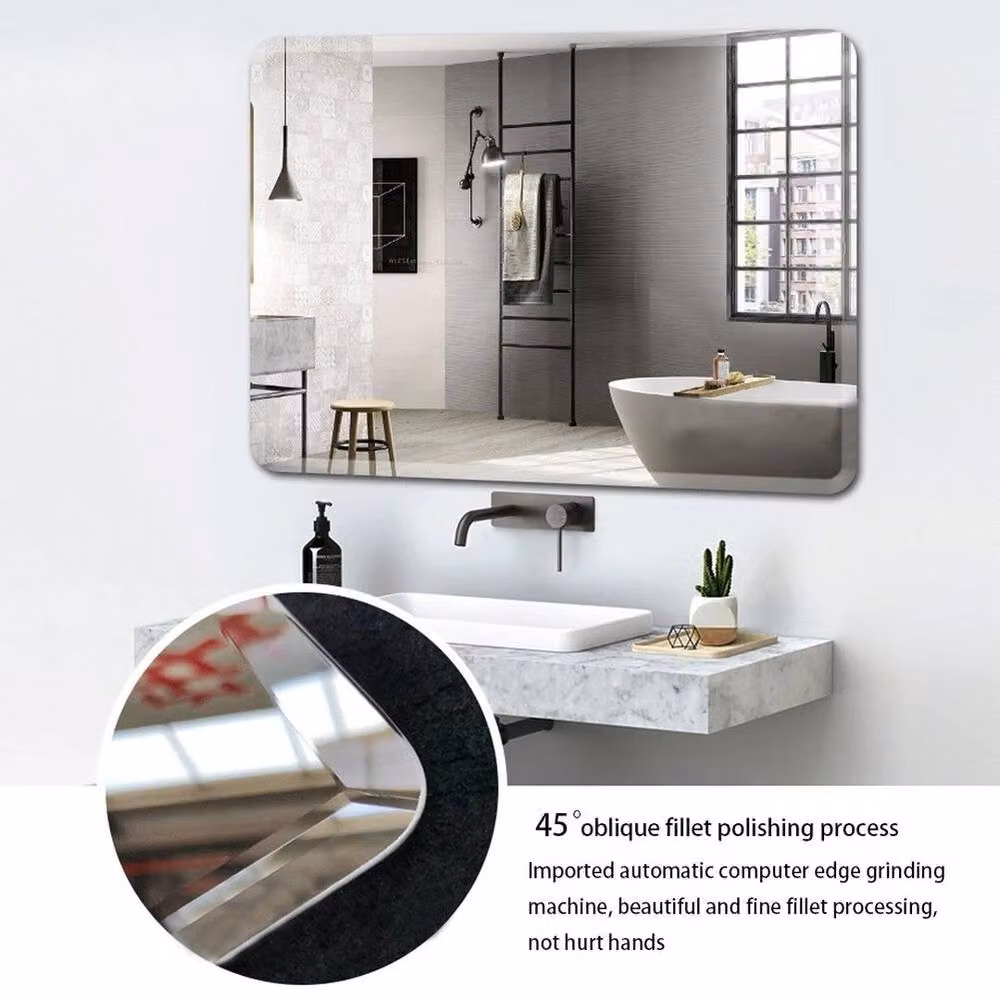 FORGEVIO Modern Rectangular Wall Mounted Plain Bevelled Bathroom Mirror in Silver W: 50 cm, H: 70 cm – 3