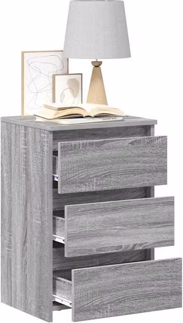 Berkfield Home Set of 2 Decorative Bedside Cabinets in Grey Sonoma, W/D/H: 40 x 35 x 62.5 cm