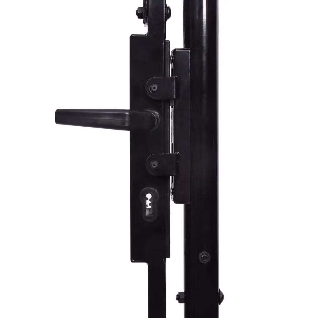 Berkfield Home Single Door Steel Fence Gate with Spike Top, Black, W: 120 cm, H: 100 cm – 3
