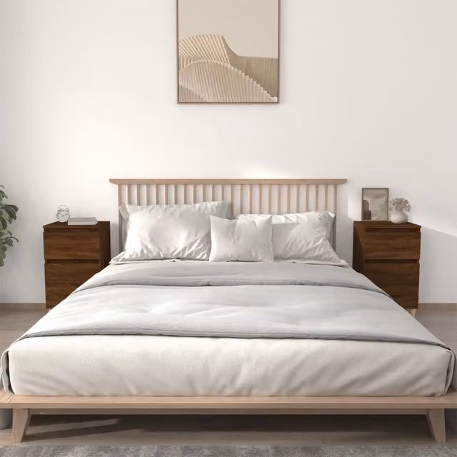 Berkfield Home Set of 2 Classic Brown Oak Bedside Cabinets, W/D/H: 40 x 35 x 70 cm – 1
