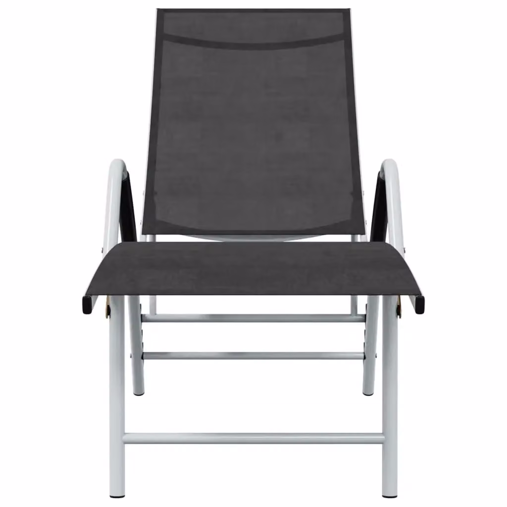 Berkfield Home Sun Lounger with Adjustable Headrest in Black Textilene and Powder Coated Aluminium – 3