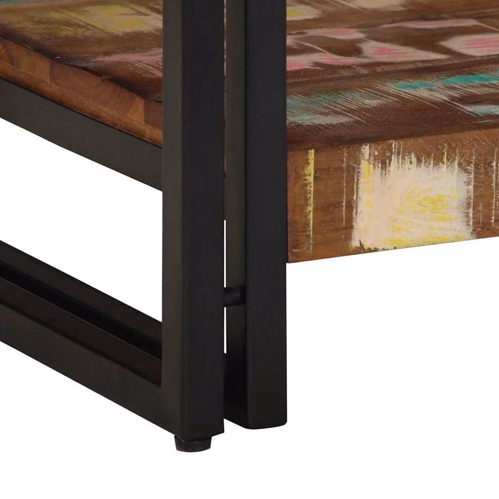 Berkfield Home Modern Multicolour Reclaimed Solid Wood Coffee Table W: 50 cm, D: 40 cm, H: 38 cm – 6