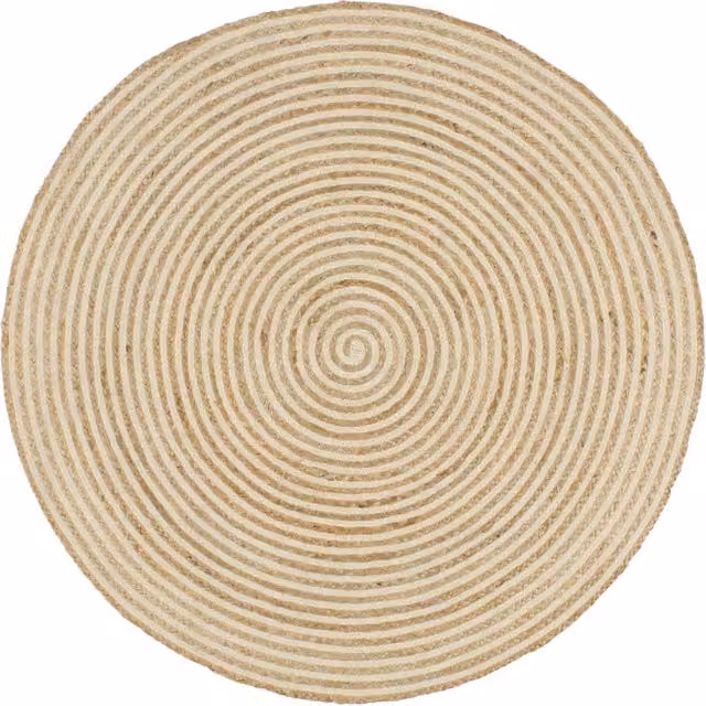 Berkfield Home Handmade White Jute Round Rug with Braided Spiral Design, Diameter: 100 cm