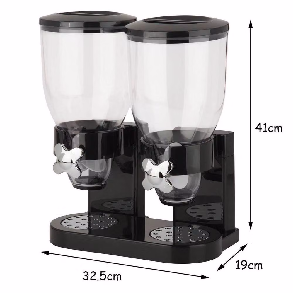 KORVIXA Double Cereal Dry Food Storage Dispenser in Black – 2