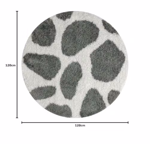 THE RUGS Soft Shaggy Round Area Rug with Modern Animal Print in Sage Green, Diameter: 120 cm – 2